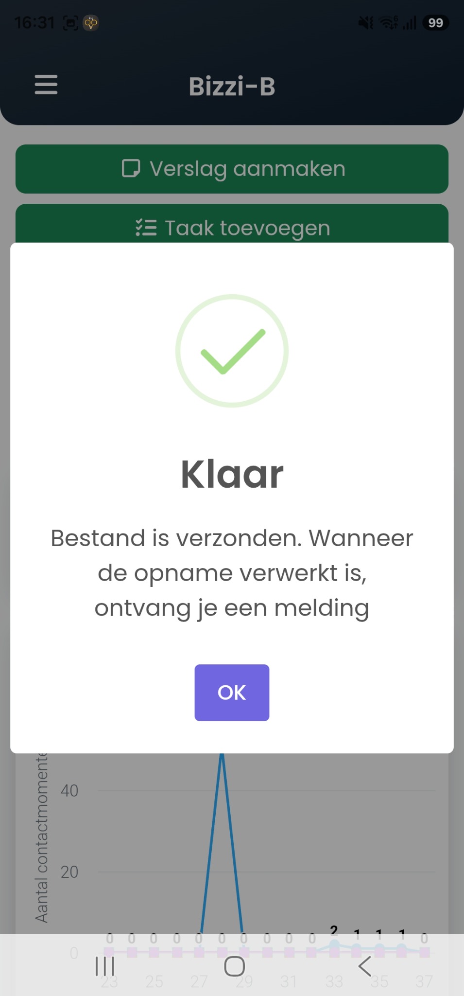 Fictief resultaat van de Bizzi-B Note Taker